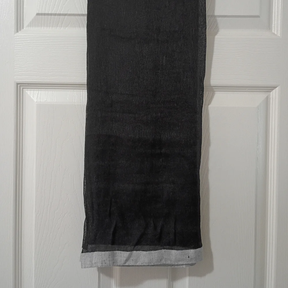 Halogen Black and Gray Linen Blend Infinity Scarf